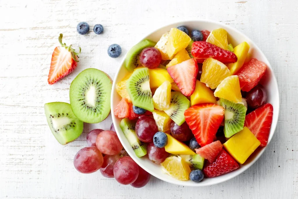 A bowl full of fresh fruits.