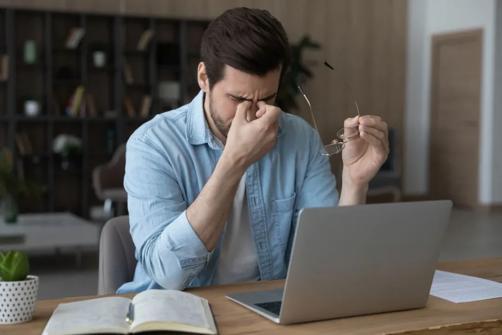 An office worker being tired.