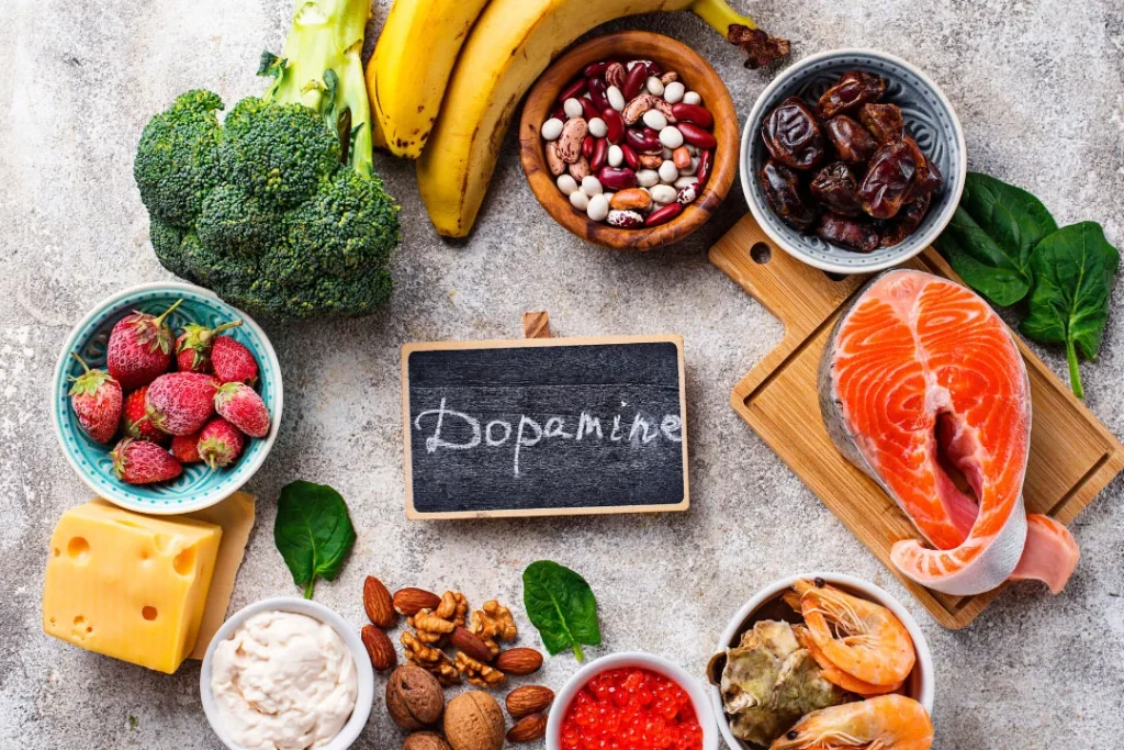 Different food items to obtain dopamine.