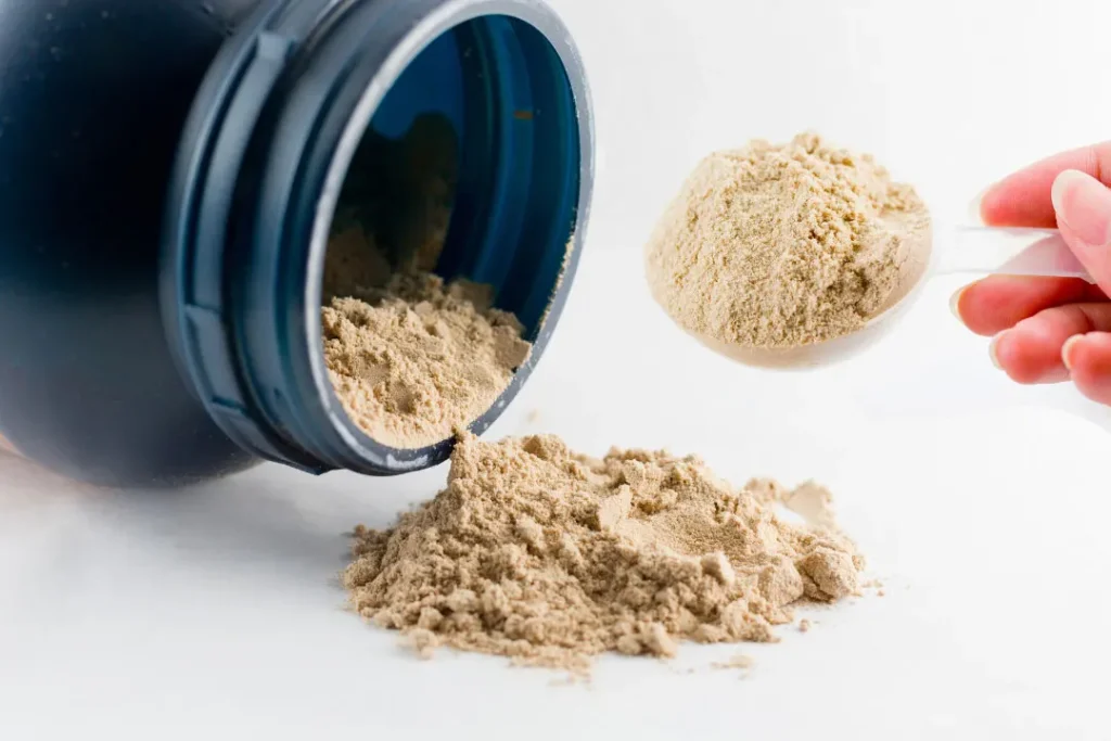 closeup shoot of Equate plant based protein powder