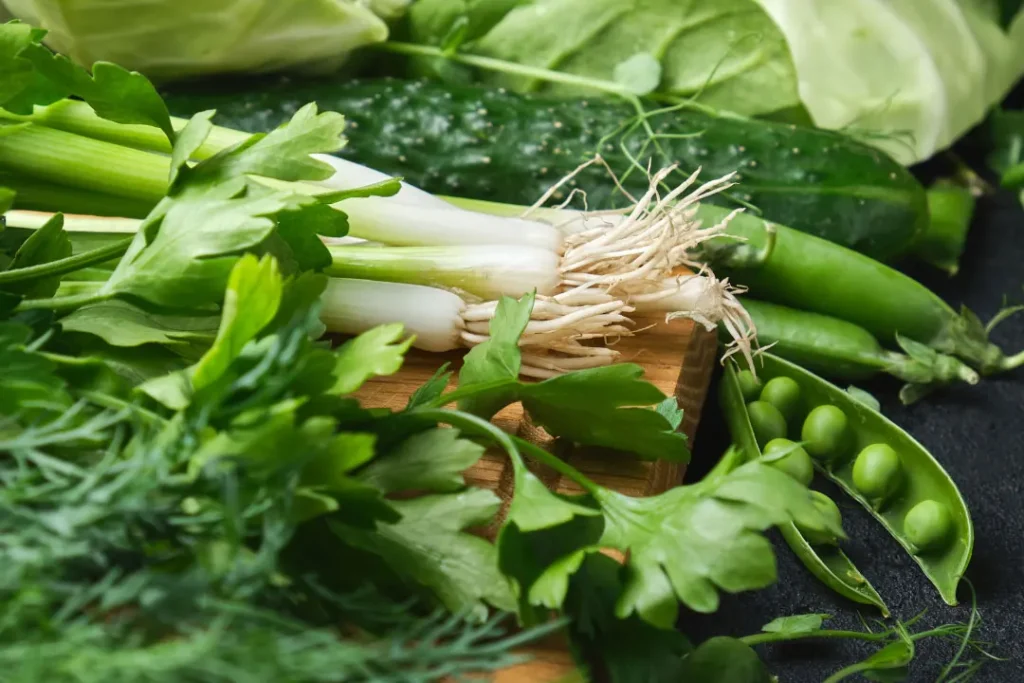 Green leafy vegetables. 